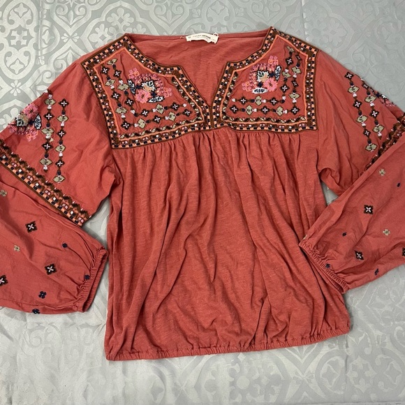 Lucky Brand Coral Embroidered Blouse - Picture 3 of 12